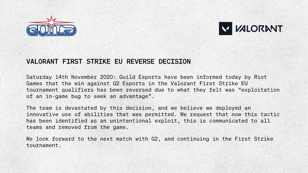 Guild Esports disqualifie de Valorant First Strike EU pour avoir