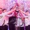 OpTic Gaming lifting the Valorant Masters trophy.