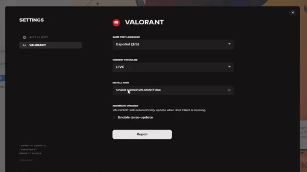 Comment modifier le chemin d'installation de Valorant