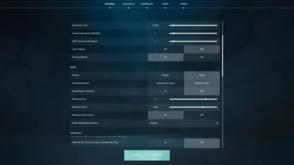 Paramètres de la minicarte de Valorant