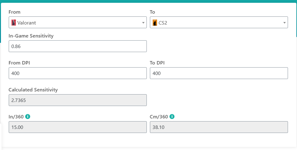 Meilleur convertisseur de sensibilité VALORANT vers CS2 33 Interface Configuration.gg